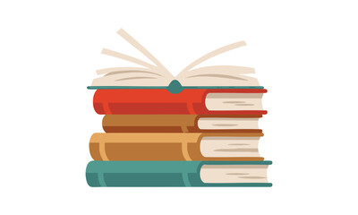 Stack of books flat vector illustration on white background, easily editable. 