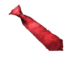 Torn Red Tie Cutout on Transparent Background