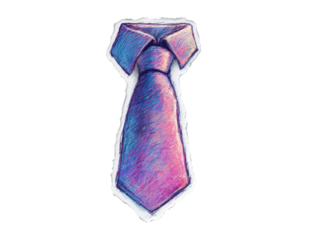 Blue and pink tie sketch on a transparent background