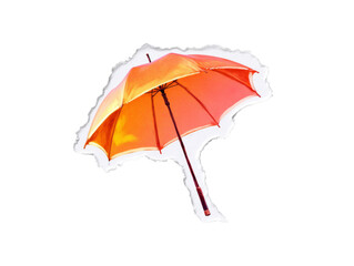 Orange umbrella on a transparent background cutout style
