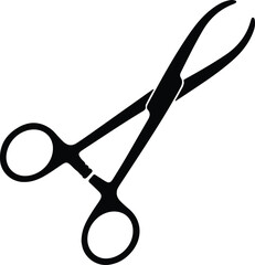 Illustration surgical clamp medical instrument tool silhouette vector