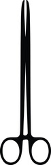 Illustration surgical hemostatic forceps black and white silhouette vector