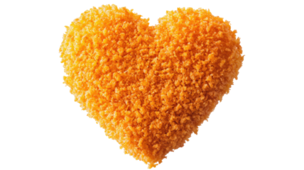 Heart shape crispy nugget with golden crunchy coating and detailed textured surface ideal for food visuals isolated on white background