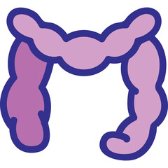 Stylized Graphic Representation Of The Large Intestine In Purple And Blue Outlines On A Transparent Background Medical Health Care And Anatomy Concept