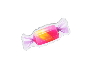 Pink candy wrapped torn on a transparent background