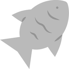 Stylized Gray Fish Silhouette Isolated on Transparent Background Simple Flat Design Aquatic Life Underwater Marine Creature Ocean Dweller Minimalist Graphic