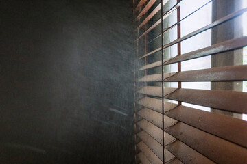 indoor outdoor dust , window blind dust, respiratory allergy illness concept