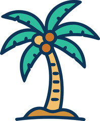 Vector icon of a coconut tree with coconuts