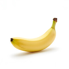 Banana Fruit Single Ripe Yellow Banana on White Background