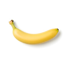 Banana Fruit Top Down View Single Banana Smooth Shadow