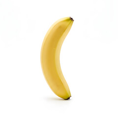Banana Fruit Standing Vertical Curved Single Banana on White
