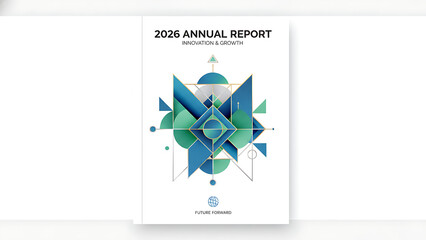 2026 annual report cover, 2026 Annual Report Cover - Modern Geometric Corporate Design