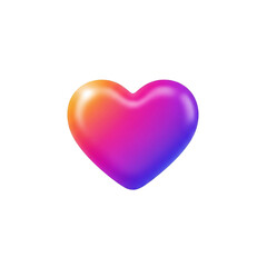 Fototapeta premium Colorful gradient heart shape icon with a smooth finish and rounded edges, symbolizing love and affection in a digital context