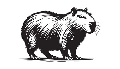 black color wild animal silhouette vector illustration, solid white background