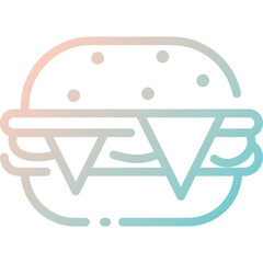 Stylized Hamburger Icon With Gradient Colors And Transparent Background Representing Fast Food Cuisine And Delicious Meal Options