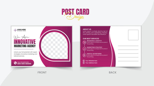 Modern Business Postcard Template Design. General Business Marketing and Direct Mail Postcard