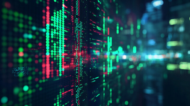 Dynamic financial data display, perfect for illustrating market trends and investments analysis