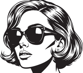 Retro Pop Art Woman with Sunglasses - Black and White