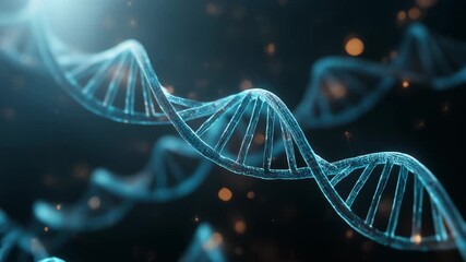 Stunning 3D representation of DNA strand with glowing effects for scientific visualizations - Powered by Adobe