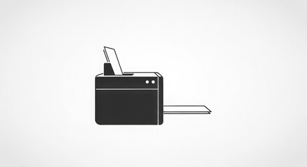 Fototapeta premium Minimalist black silhouette of an open cigarette lighter with a flame against a plain white background