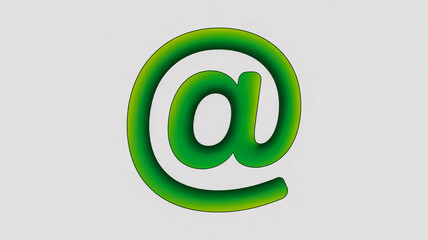 Green 3d at symbol icon isolated on white background for email and internet communication