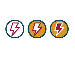 Three stylized lightning bolt icons representing energy and power