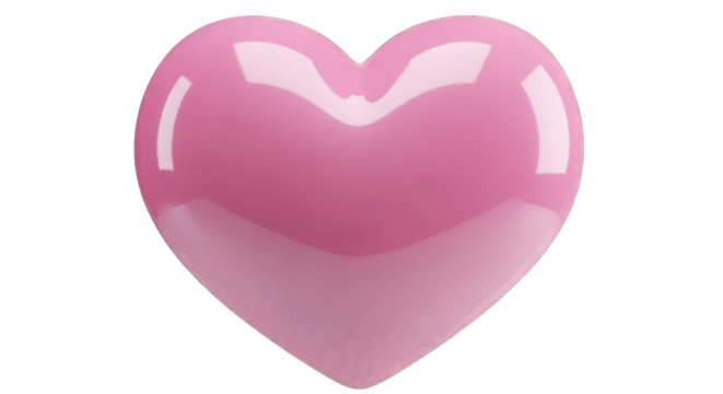 Shiny pink heart shape, a symbol of love, isolated on transparent background