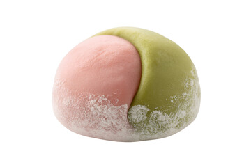 Sweet mochi dessert shaped like a peach isolated on transparent background