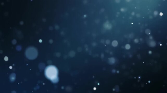 Floating bokeh particles on dark blurred background, elegant, dreamy atmosphere