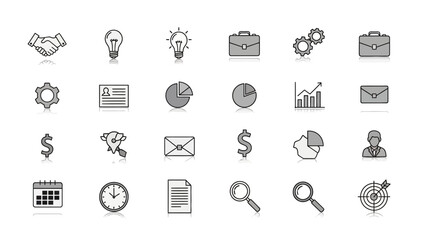 Set of business and finance icons simple line vector design elements for web and mobile apps isolated on white background