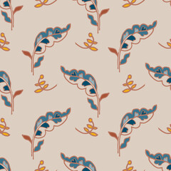Beige Repeating Ornamental Leaf Motif