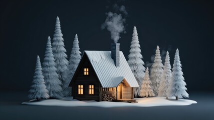 christmas house in the snow