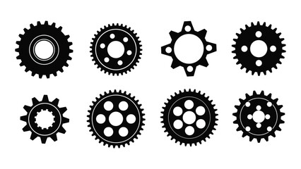 Gear silhouettes set isolated on white background, Vector