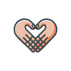 Love And Unity: Caring Hands Form A Heart Shape In Modern Icon Style