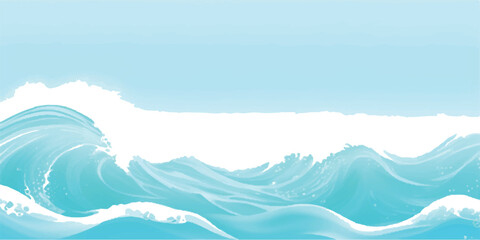 Stylized ocean waves illustration a vector design with a calming blue color palette perfect for backgrounds and summer themes © The Alpha