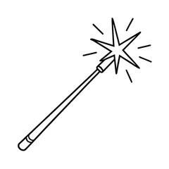 Sparkbeam Wand Line Art on White Background