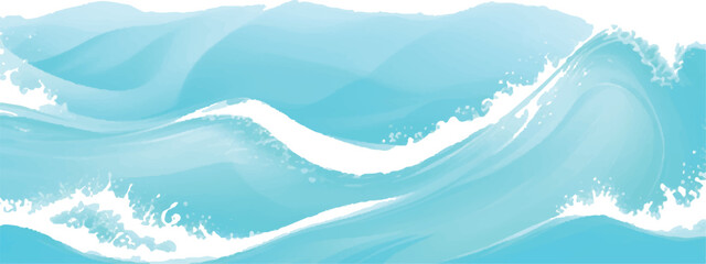 Abstract ocean waves illustration light blue and white color scheme perfect for backgrounds and design elements