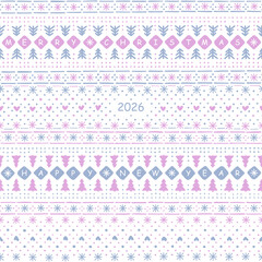 2026 merry christmas. happy new year. winter hand drawn repetitive background. light christmas ornament. vector seamless pattern. fabric swatch. wrapping paper. textile template. greeting card