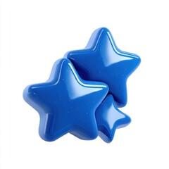 Obraz premium Three Shiny Blue Stars Cluster on White Background with Glitter Particles