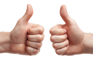 Two Hands Showing Thumbs Up isolated on a transparent background 