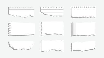Torn and Ripped Paper Edges Vector Collection Spiral Notebook and Blank Paper Elements