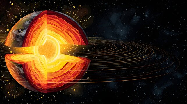 Earths Core Revealed - A Fiery Cross-Section of Our Planets Interior.