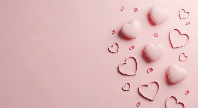Soft pink hearts scattered on a subtle textured background for romantic themes