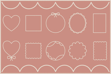 Elegant Peart Border Frames Vector Set. Wedding and Invitation Pearl Frames. Romantic Dotted Border Graphics.