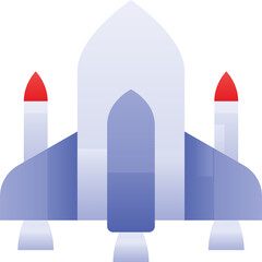 Stylized Illustration of a Futuristic Space Shuttle with Red Tip Rockets Ascending Against a Gradient Background with Transparent Elements Ready for Launch