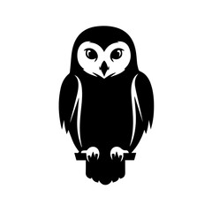 Black and White Owl Silhouette Elegant Icon for Logo Design and Branding