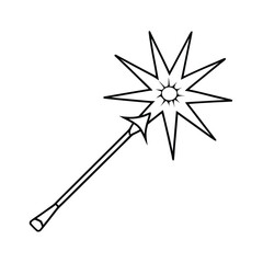 Starburst Wand Line Art on White Background