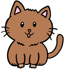 Cute hand drawn illustration of cat for decoration, kitten cartoon, characters, comic, pet shop, vet, adopt and rescue animal, foster home, shelter, house, home, backyard, playtime, sticker, patch