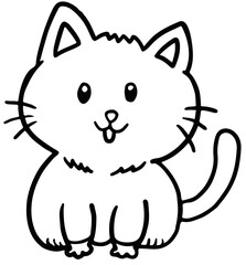 Cute hand drawn cat outline for decoration, kitten cartoon, characters, comic, pet shop, vet, adopt and rescue animal, foster home, shelter, house, home, backyard, playtime, sticker, patch, colouring