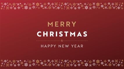 雪の結晶で飾られたクリスマスの背景テンプレート（赤）　Christmas background template decorated with snowflakes (red)